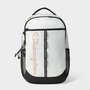 Champion Center Backpack White Combo Full Size Padded Zipper Student New NWT